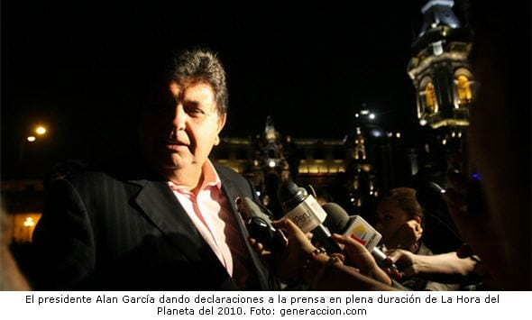 Presidente Alan García declara sobre La Hora del Planeta Este sábado 26 sumate a La Hora del Planeta 2011