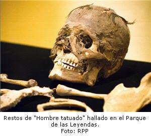 Restos de "Hombre "Tatuado" encontrado en el Parque de las Leyendas
