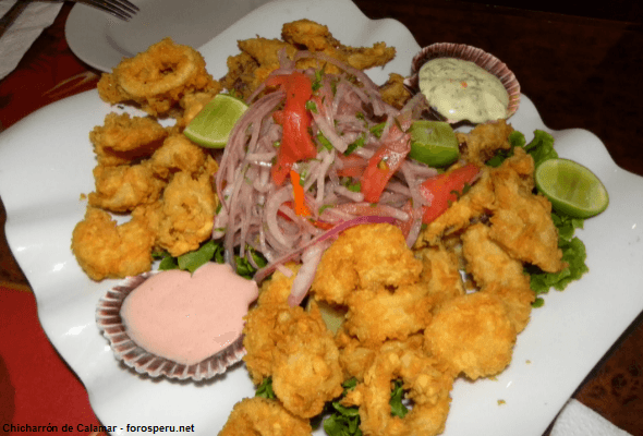 Imagen de la comida fusión peruana y española, el chicharrón de calamar