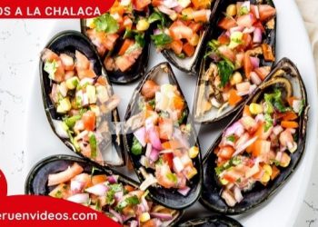 Imagen de un plato con choritos a la chalaca