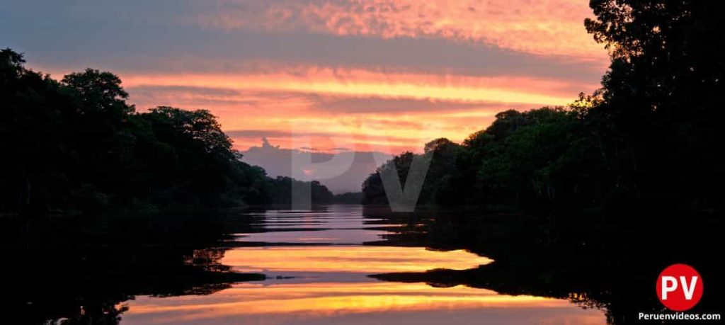 La luz del atardecer en la Reserva Nacional Pacaya Samiria en Amazonas