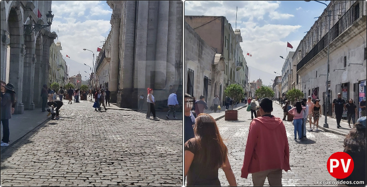 Ingreso a la Calle Santa Catalina desde la Plaza de Armas de Arequipa.